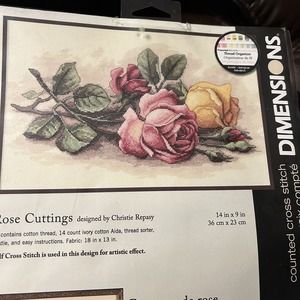 Dimensions Counted Cross Stitch Kit Rose Cuttings 13720 14" x 9" New Sealed